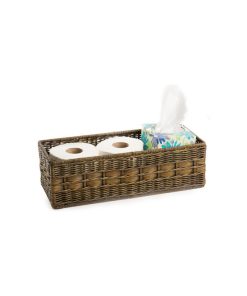 Wicker Toilet Tank Basket, Antique Walnut Brown