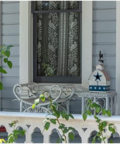 White Patriotic Birdhouse with Rooster Vane Top
