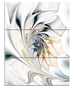 "White Stained Glass Floral Art" Metal Wall Art, 3 Panels, 28"x36"