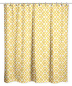 Yellow Lattice Pattern Shower Curtain