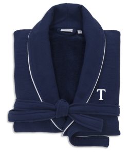 100% Turkish Cotton Waffle Terry Navy Robe, Large/Xlarge, Bookman, T