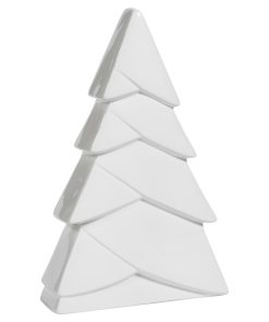 10" Tall Ceramic Christmas Tree Tabletop Decoration, White, Set of 4