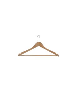 Wooden Anti-Theft Security Suit Hanger, Natural/Chrome Finish, Box of 50