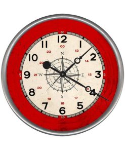 15" Rustic Red and Cream Compass Wall Clock