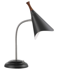 13.5"x5-17"x18.5" Black Metal Gooseneck Desk Lamp