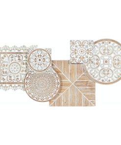 White Wood Farmhouse Carved Floral Wall Decor 36" x 2" x 17" 75067
