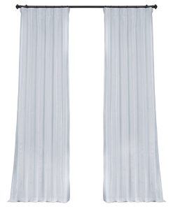 White Faux Silk Taffeta Curtain Single Panel, 50"x120"