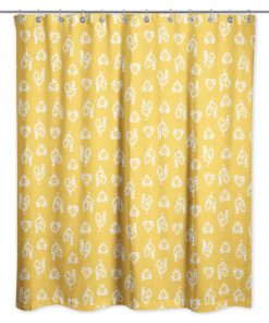 Yellow Rooster Pattern Shower Curtain