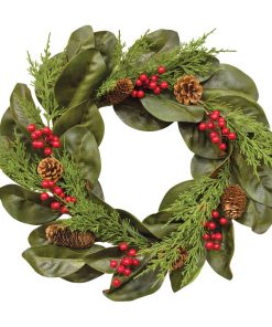 Yuletide Magnolia Wreath, 22"