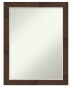 Wildwood Brown Narrow Framed Non-Beveled Bathroom Wall Mirror 21.25 x 27.25 in