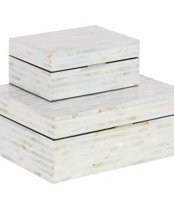 White Shell Coastal Box Set of 2 12", 8"W