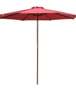 Yescom 9ft 8 Ribs Wooden Patio Umbrella Outdoor Garden Easy Tilt Wine Red