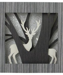 12" Glittered Woodland Deer Silhouette Box Framed Christmas Table Decoration