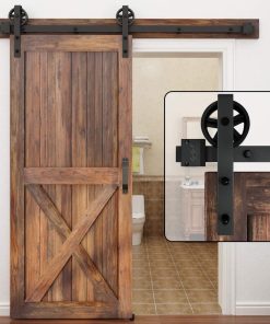 ZEKOO Black Wheel Sliding Barn Door Hardware Kit for Single Door, 6.6'