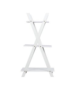 White 3 Tier Natural Wooden Shelf, 44" tall