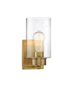 1-Light Wall Sconce, Matte Black, Natural Brass