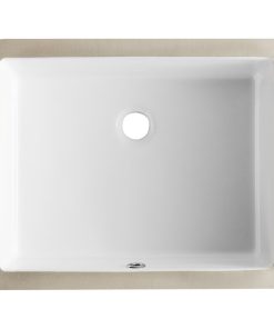 White Ceramic Rectangular Lavatory Undermount Bathroom Sink with Overflow