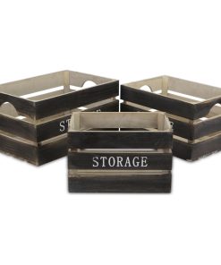 Wood "Storage" Crates, Set of 3