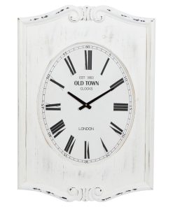 White Wood Farmhouse Carved Distressed Wall Clock 22" x 4" x 31"