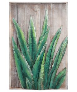 "Succulent 1" Metal Wall Art Hand Painted on Rugged Wooden Blocks Wall Sculpture