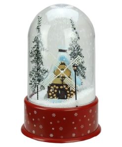 14" Lighted Musical Snowing Windmill Christmas Table Top Snow Dome