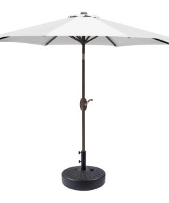 WestinTrends 9 Ft Outdoor Patio Market Umbrella with Black Round Base, White