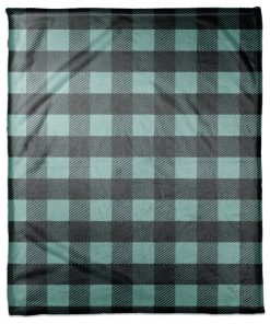 Teal Buffalo Check Plaid Fleece Blanket