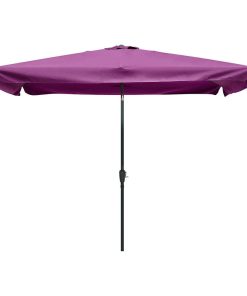 10x6.5' Aluminum Patio Umbrella With Valance Sunshade Crank Tilt, Fuchsia