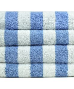 100% Cotton Pool Beach Towel, Cabana Blue, Set of 4