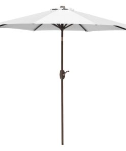 Westintrends 9 Ft Outdoor Patio Market Table Umbrella with Tilt and Crank, White