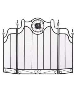 Zingz & Thingz Cast Iron Tuscan Design Fireplace Screen in Black