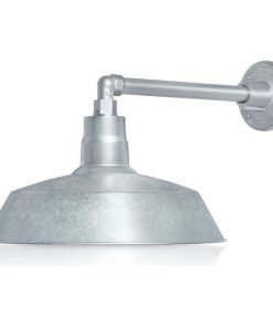 14in. Barn Light Fixture With Gooseneck Arm, Galvanized, 13" Long Straight Arm