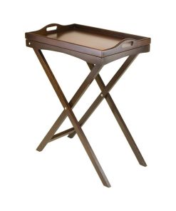 Winsome Devon Folding Butler Table with Serving Tray in Antique Walnut