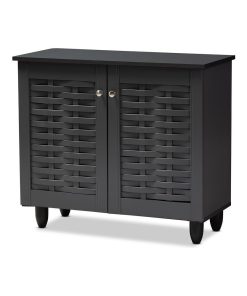 Winda Dark Gray 2-Door Wooden Entryway Shoe Storage Cabinet