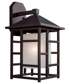 1 Light Outdoor Wall Lantern, Antique Bronze, Frosted Seeded Glass