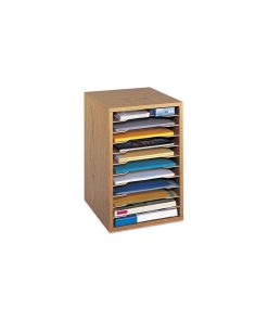 Wood Vertical Desktop Sorter, 11 Sections 10 5/8x11 7/8x16, Medium Oak