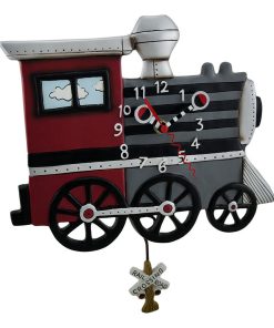 Whimsical Brightly Colored Choo Choo Train Pendulum Clock