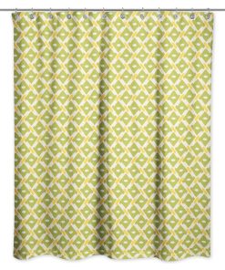 Whimsical Diamond Pattern in Green Shower Curtain