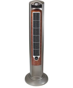 Wind Curve Tower Fan With Nighttime Setting, Gray/Woodgrain