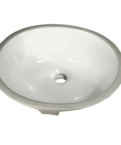 15"x12" Glazed Bottom Undermount GB-15x12-W Oval Ceramic Sink, White