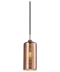 1-Light Cylinder Pendant LED Light, Pattern Rose Gold