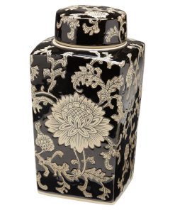 12" Square Brown & Cream Jar