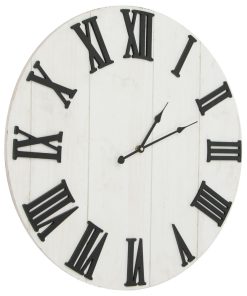 Whitewashed Wood Rustic Oversized Wall Clock (25")
