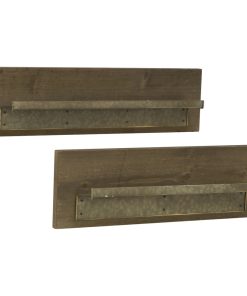 Wood Shelf with Metal Ledge - Set of 2