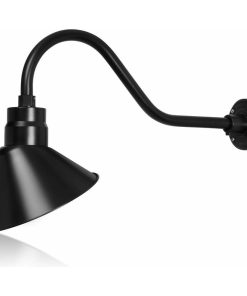 10in. Angle Shade Gooseneck Sign Light, Satin Black, 22" Long Gooseneck Arm