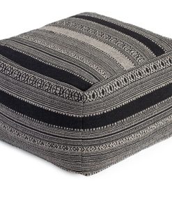 Wydown 22" x 22" x 16" Black and Ivory Pouf