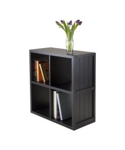 Winsome Timothy 2x2 Shelf with Wainscoting Panel in Black