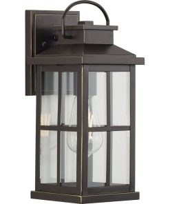 Williamston Clear Glass Antique Bronze Farmhouse Outdoor Medium Wall Lantern