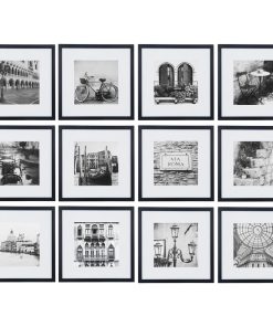 12 Piece 12"x12" Frame Kit, Matted To 8"x8", Black