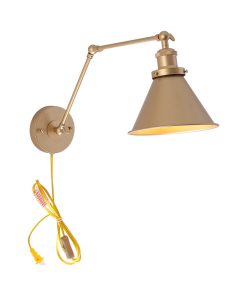 1-Light Plug-In Swing Arm Wall Sconce, Gold